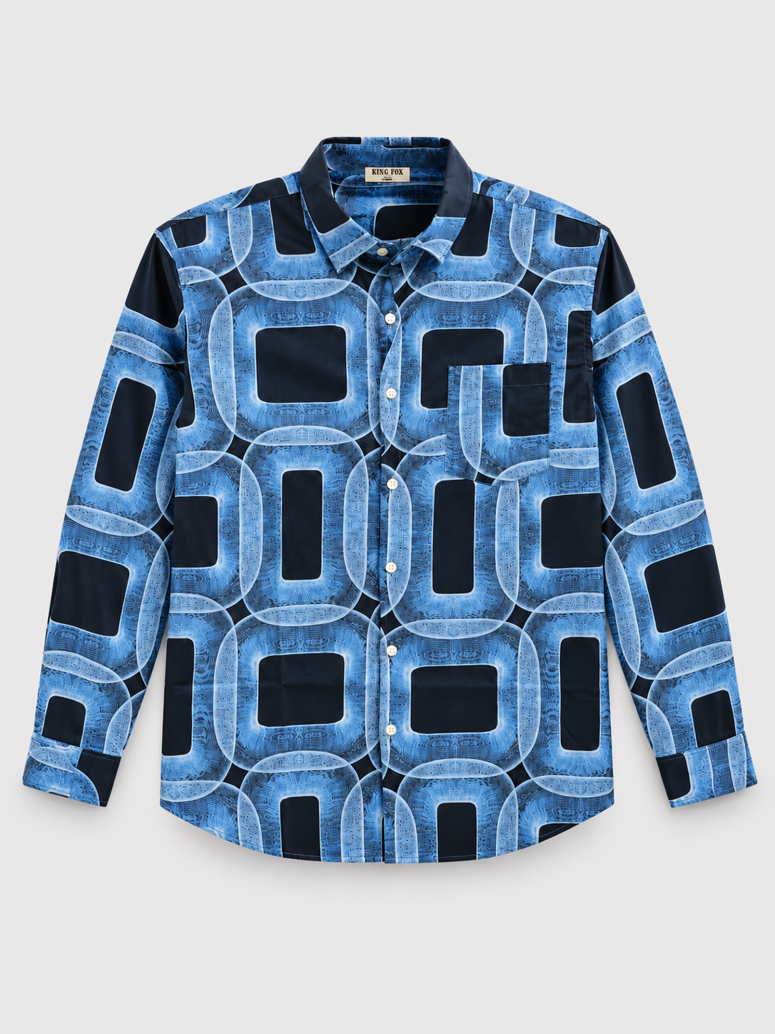 Geometric Print Full-Sleeve Shirt with Chest Pocket